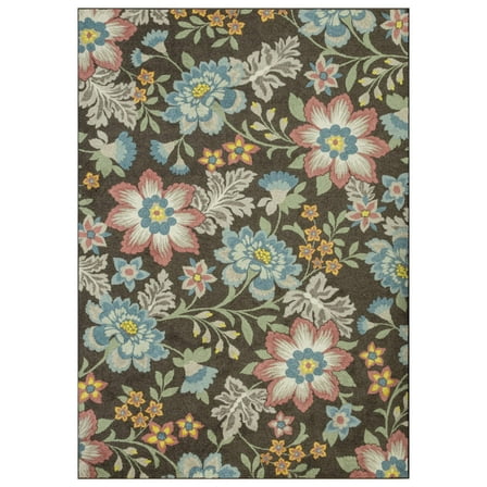 Mainstays Farmhouse Oversized Floral Gray Multicolor Indoor Living Room Area Rug, 7' x 10'