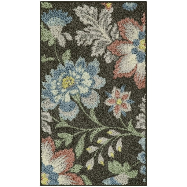 Mainstays Farmhouse Oversized Floral Gray Multi Indoor Accent Rug, 1'8