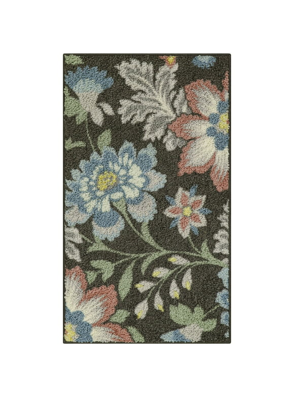 Mainstays Farmhouse Oversized Floral Gray Multi Indoor Accent Rug, 1'8"x2'10"