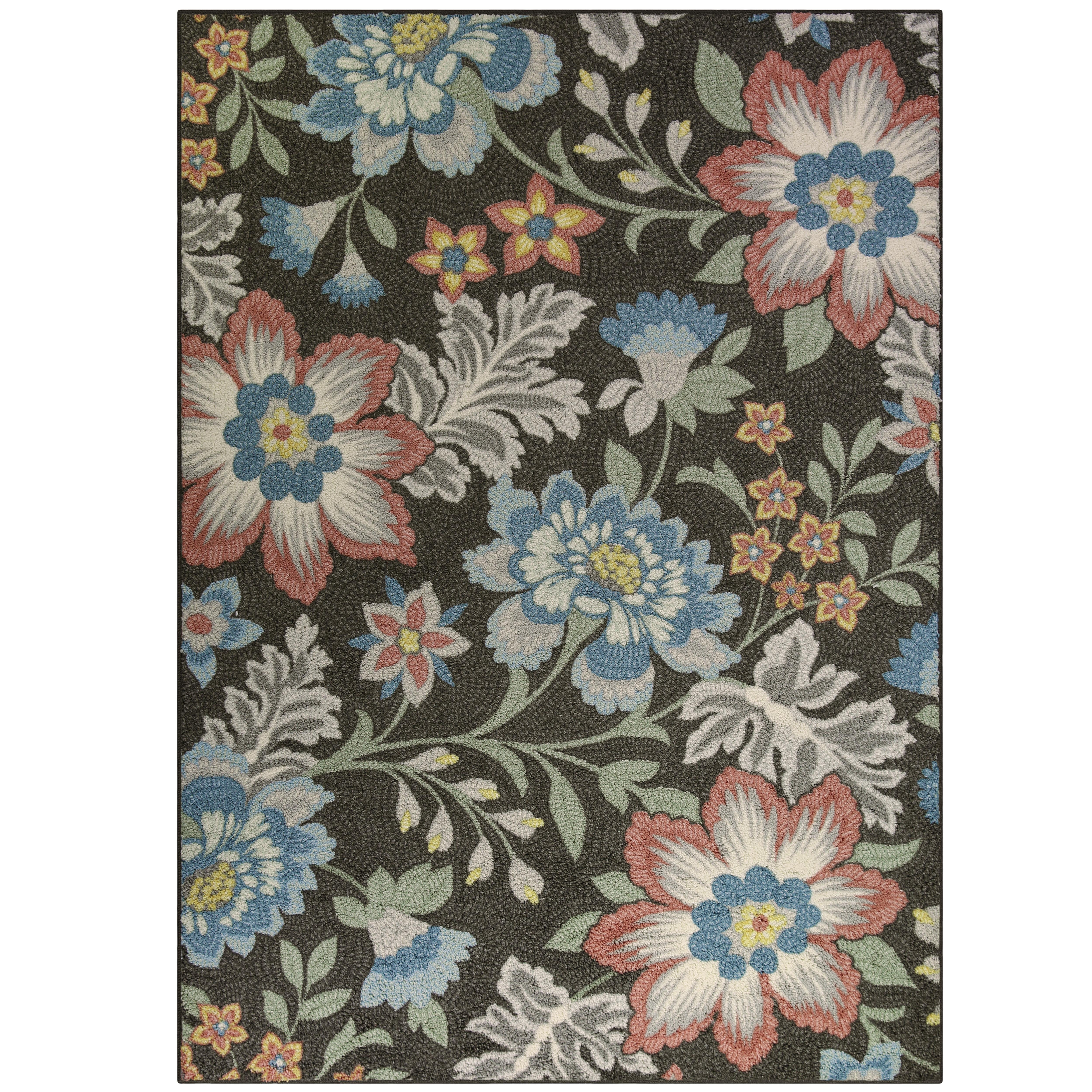 Mainstays Farmhouse Oversized Floral Gray Multi Indoor Area Rug, 5' x 7'