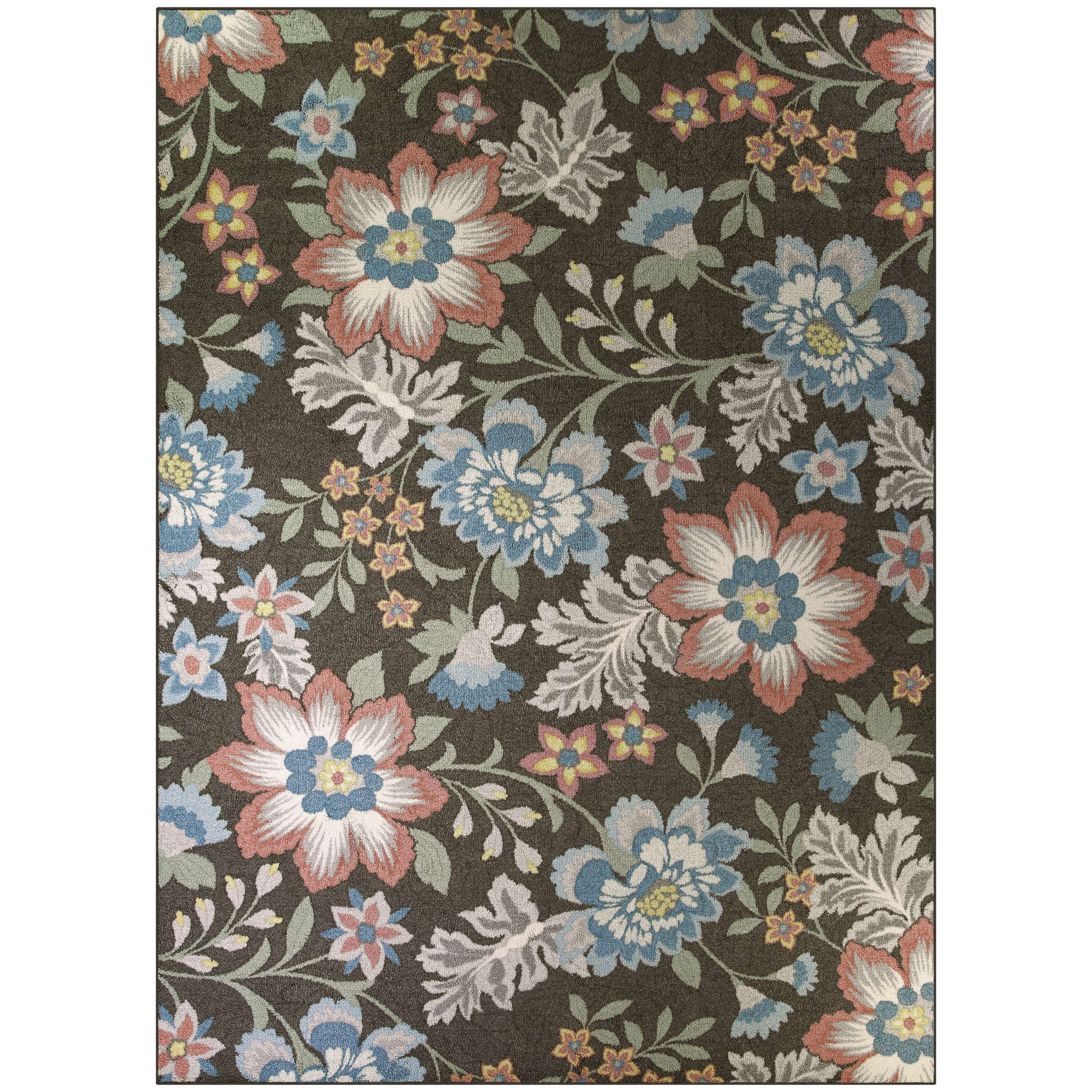 Mainstays Farmhouse Oversized Floral Gray Multicolor Indoor Large Area Rug, 9' x 12'