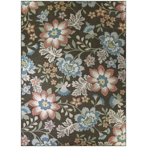 Mainstays Farmhouse Oversized Floral Gray Multicolor Indoor Large Area Rug, 9' x 12'