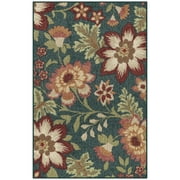Mainstays Farmhouse Oversized Floral Teal Indoor Accent Rug, 1'8"x2'10"