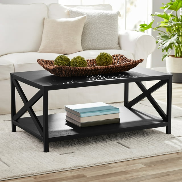 Mainstays Farmhouse Rectangle Coffee Table, Black
