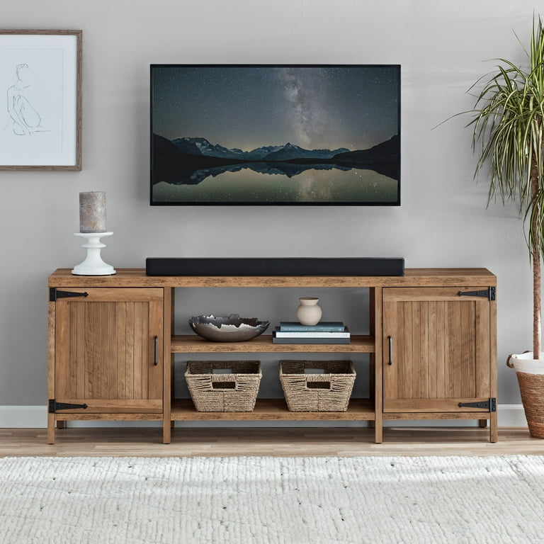 Mainstays Farmhouse TV Stand for TVS Up to 70 inch Rustic Weathered Oak