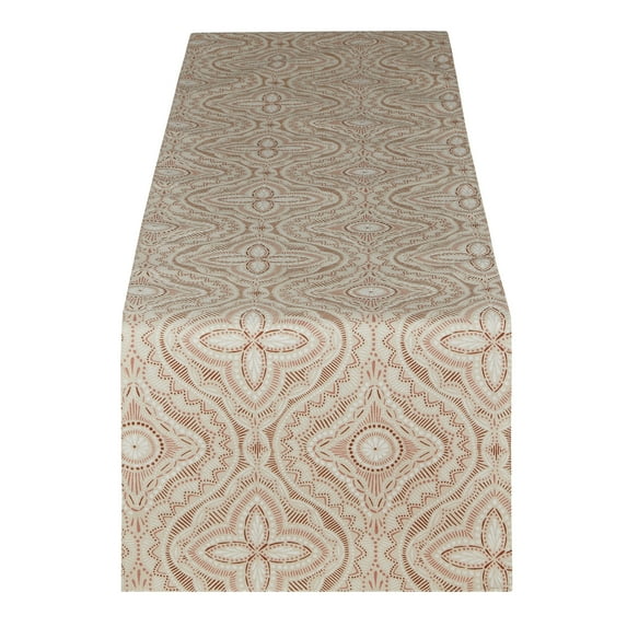Mainstays Farmhouse Table Runner Summer Boho Brown Fabric, 14" x 72", Medallion