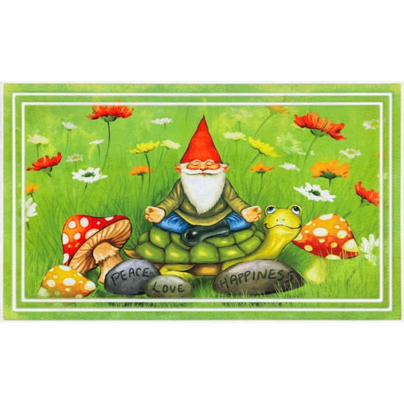 Apache Mills Fashionables Deluxe Gnome Green Indoor/Outdoor Doormat, 1.5' x 2.5'