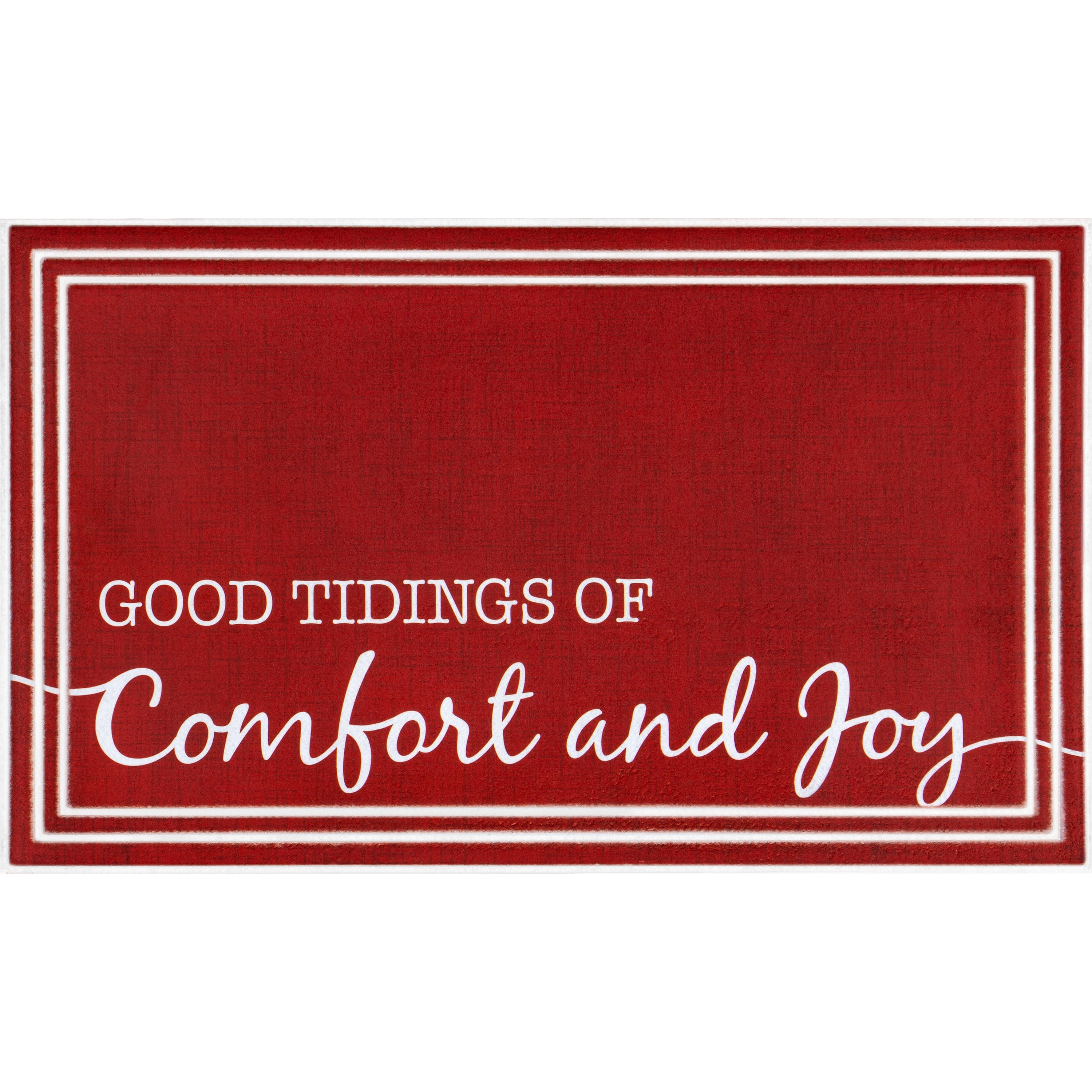 Good Tidings of Comfort and Joy Red Polyester Outdoor Doormat