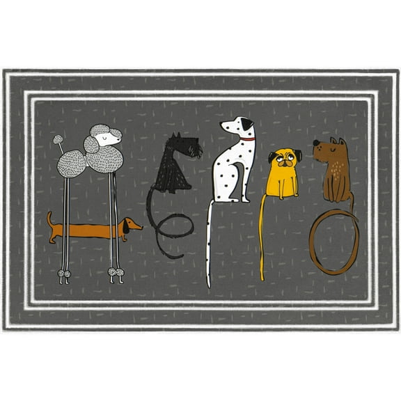 Mainstays Fashionables Deluxe Hello Dogs Gray Doormat, 24"x36"