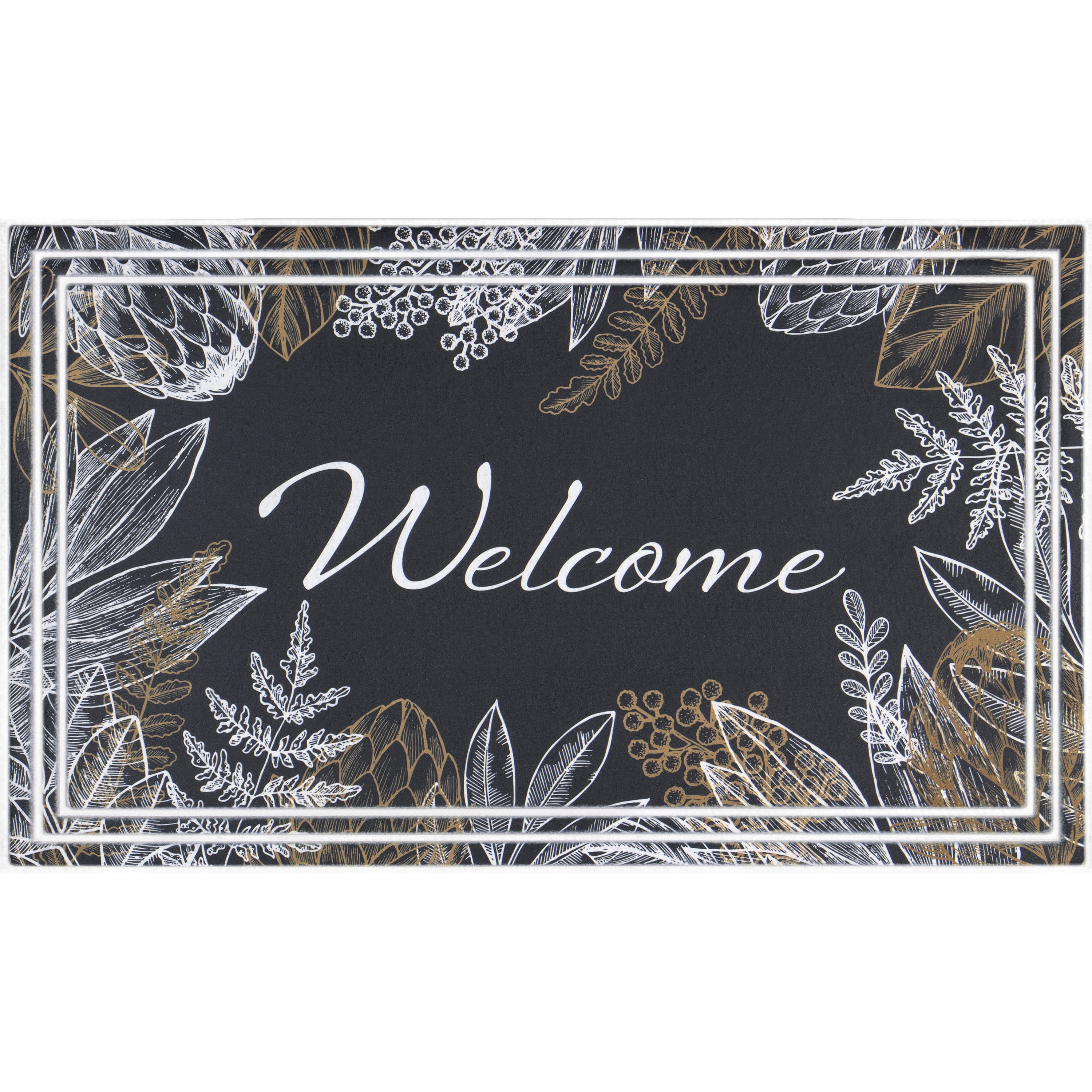 Apache Mills Fashionables Deluxe Patricia Dark Botanical Indoor/Outdoor Doormat, 1.5' x 2.5'