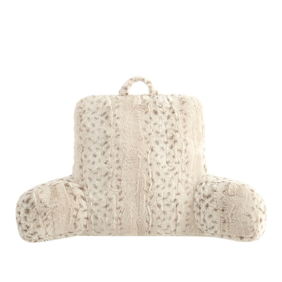 Mainstays Faux Fur Backrest Pillow for Adults, Snow Leopard
