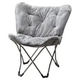 thumbnail interactive-video image 1 of Mainstays Faux Fur Butterfly Chair for Kids and Teens, Gray, 1 of 5