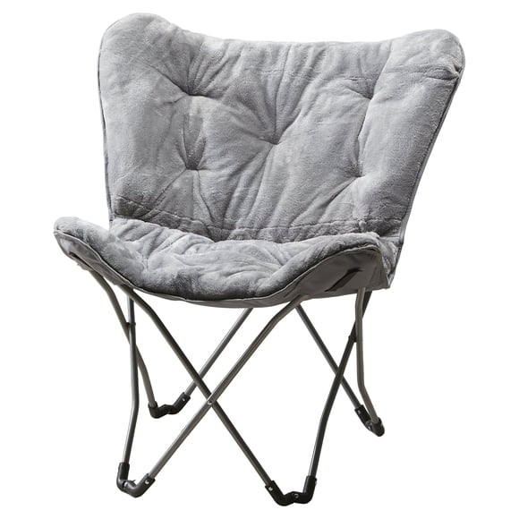 Mainstays Faux Fur Butterfly Chair for Kids and Teens, Gray