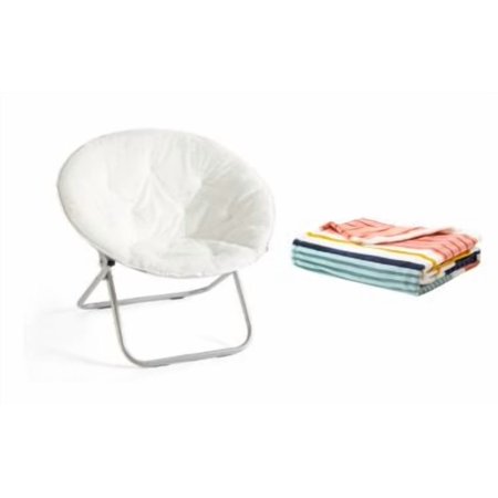 Mainstays Faux Fur Chair and Better Homes & Gardens Velvet Plush Throw Bundle