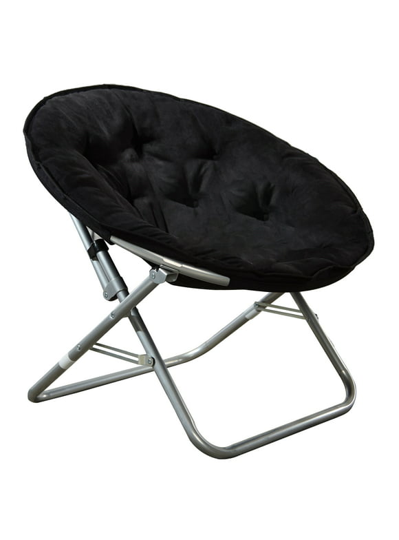 Mainstays Faux Fur Folding Saucer Chair, Black