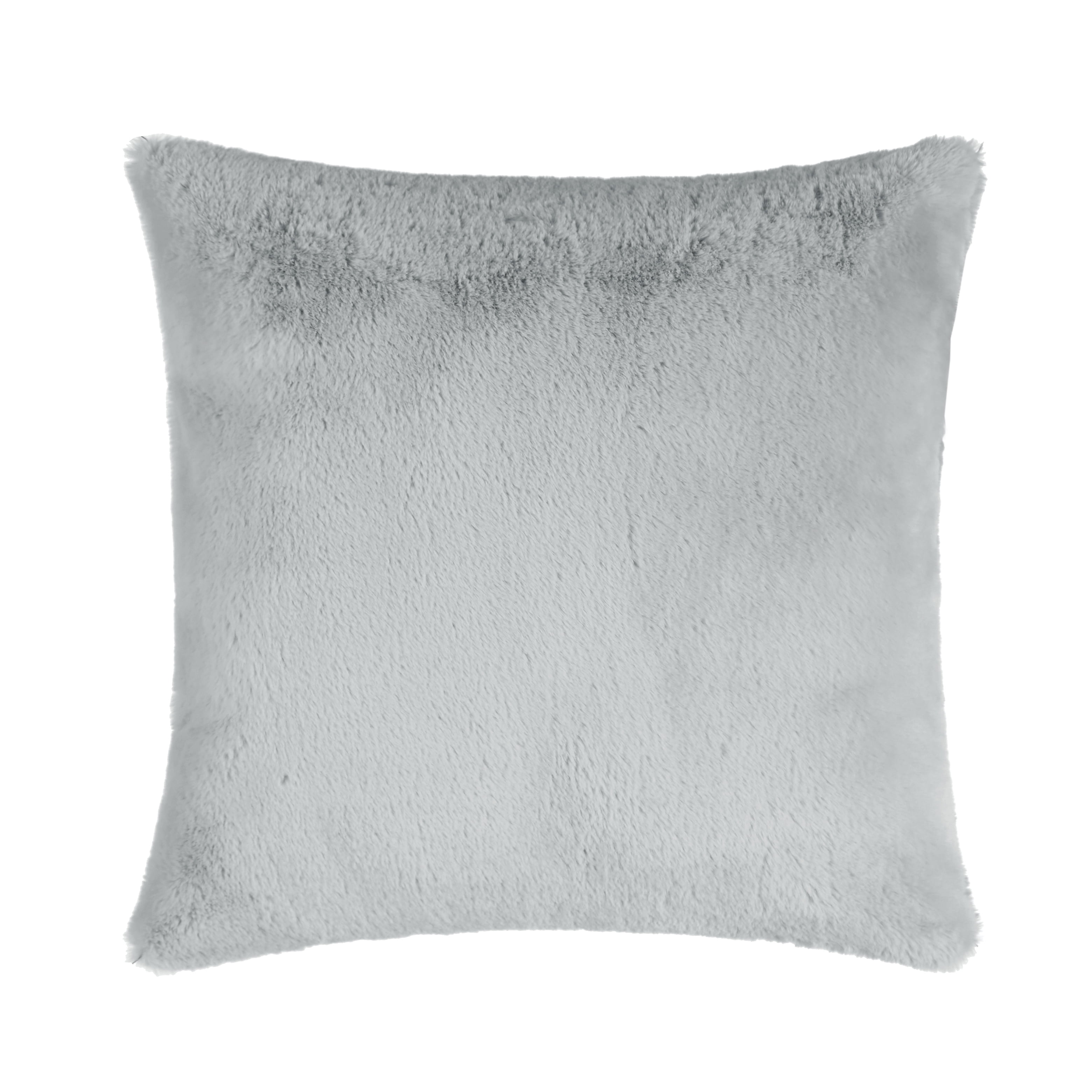 Gray 18 x 18 Square Faux Himalayan Fur Decorative Throw Pillow