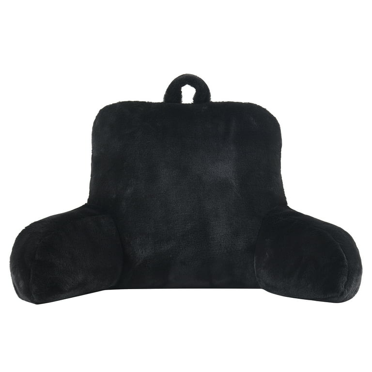 Mainstays Faux Fur Plush Backrest Pillow, Black