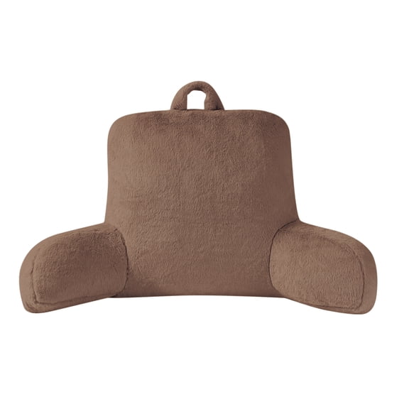 Mainstays Faux Fur Plush Backrest Pillow, Specialty Size, Warm Brownie