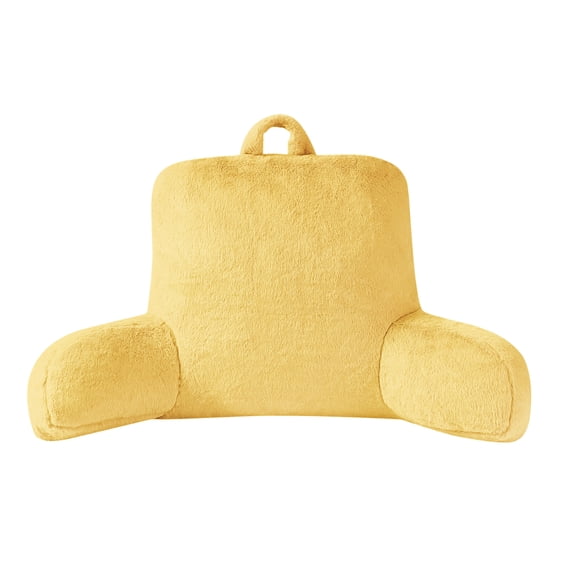 Mainstays Faux Fur Plush Backrest Pillow, Specialty Size, Yellow