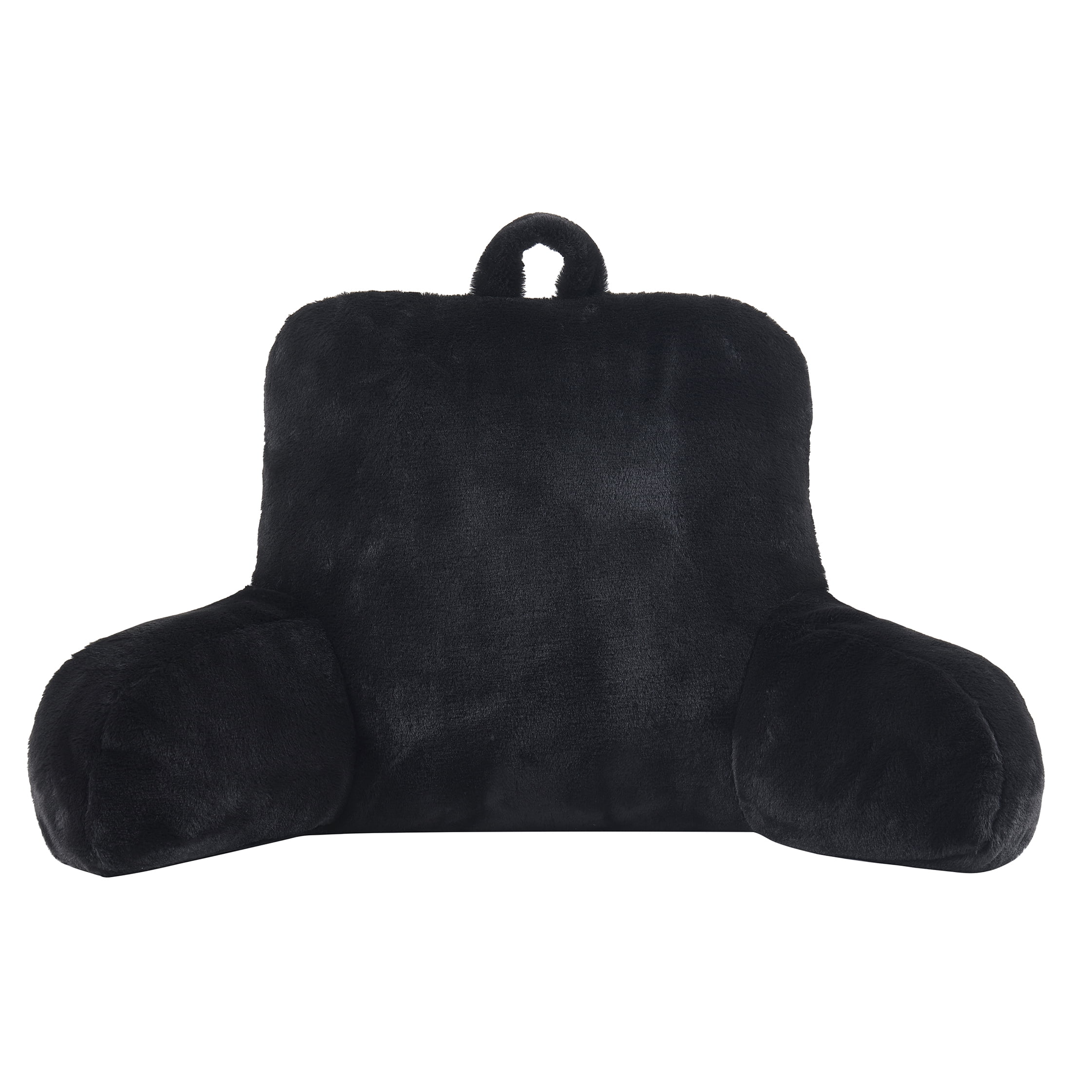 Mainstays Faux Fur Plush Bedrest Pillow, Specialty Size, Black, 1 Piece