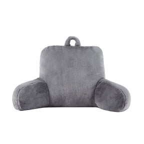Mainstays Faux Fur Plush Bedrest Pillow, Specialty Size, Gray, Cozy Lounge Support