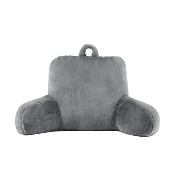 Mainstays Faux Fur Plush Bedrest Pillow, Specialty Size, Gray