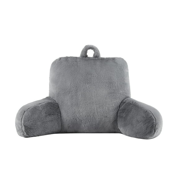Mainstays Faux Fur Plush Bedrest Pillow, Specialty Size, Gray, Cozy Lounge Support