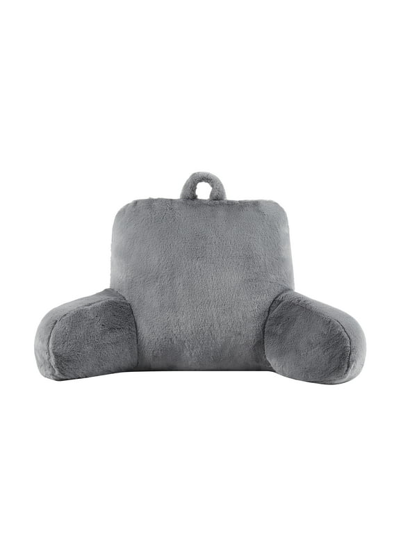Mainstays Faux Fur Plush Bedrest Pillow, Specialty Size, Gray