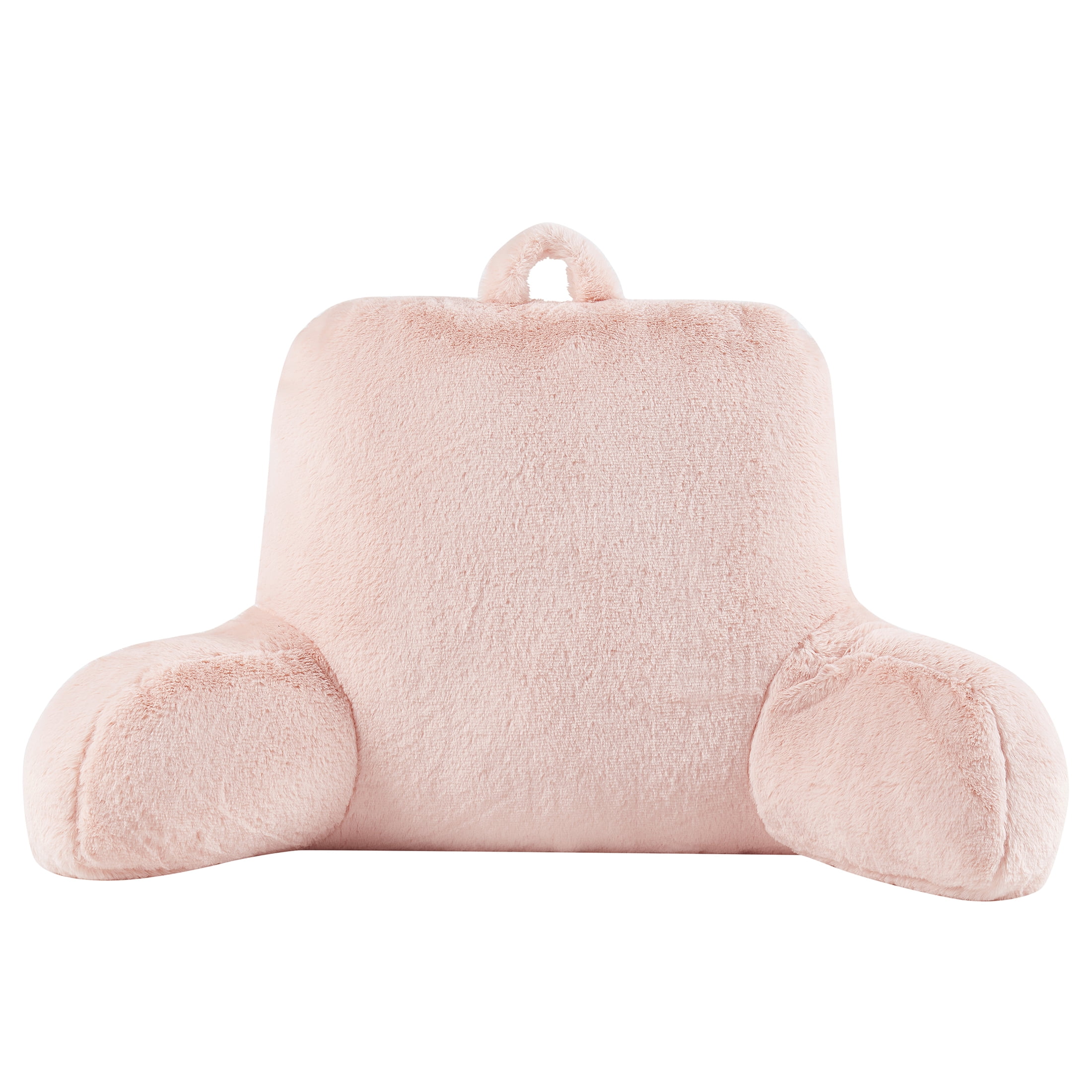 Mainstays Faux Fur Plush Bedrest Pillow, Specialty Size, Peach Pink