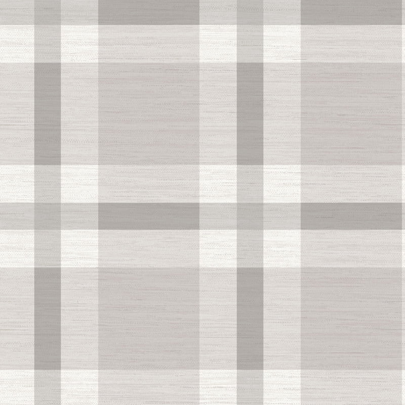 Mainstays Faux Grasscloth Plaid, Textured Peel and Stick Wallpaper, Soft Silver, 13.35 sq.ft.