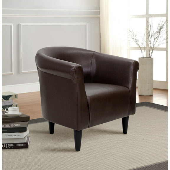 Mainstays Faux Leather Bucket Accent Chair, Brown
