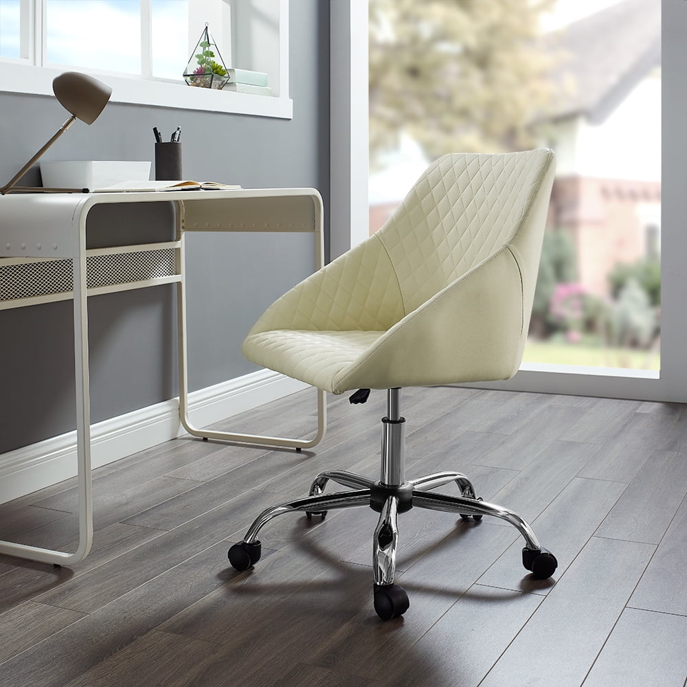 Mainstays Faux Leather Quilted Mid-Back Swoop Arm Rolling Office Desk Chair, Multiple Colors