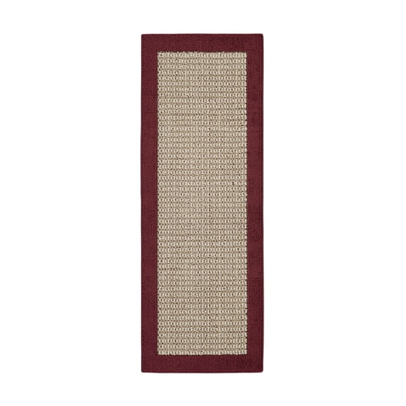 Mainstays Faux Sisal Border Olefin Red Indoor Runner Rug, 1 ft 9 in x 5 ft