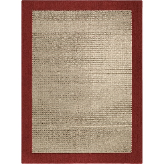 Mainstays Faux Sisal Indoor Living Room Area Rug, Red, 5'x7'