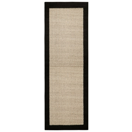 Mainstays Farmhouse Faux Sisal Indoor Runner Rug, Black, 2'6" x 8'