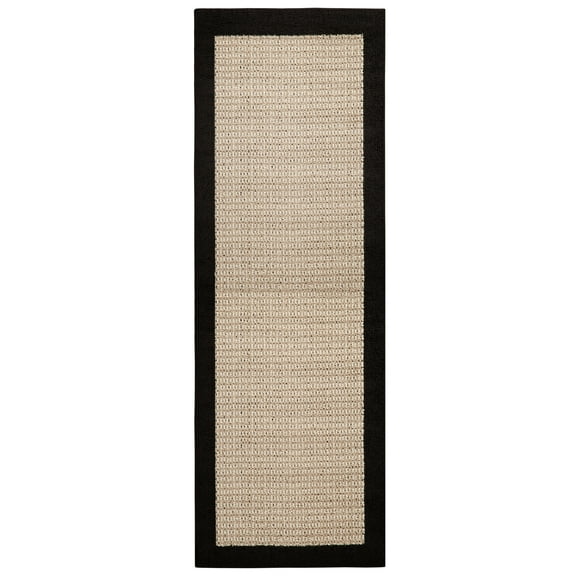 Mainstays Farmhouse Faux Sisal Indoor Runner Rug, Black, 2'6" x 8'