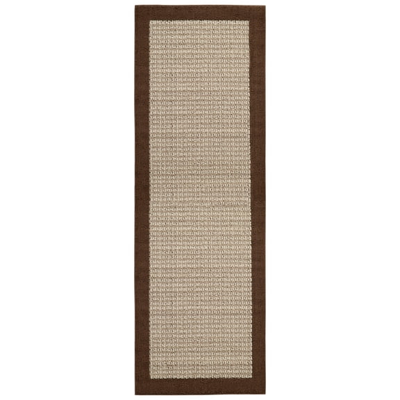 Mainstays Farmhouse Faux Sisal Border Runner Rug, Brown, 2'6" x 8'