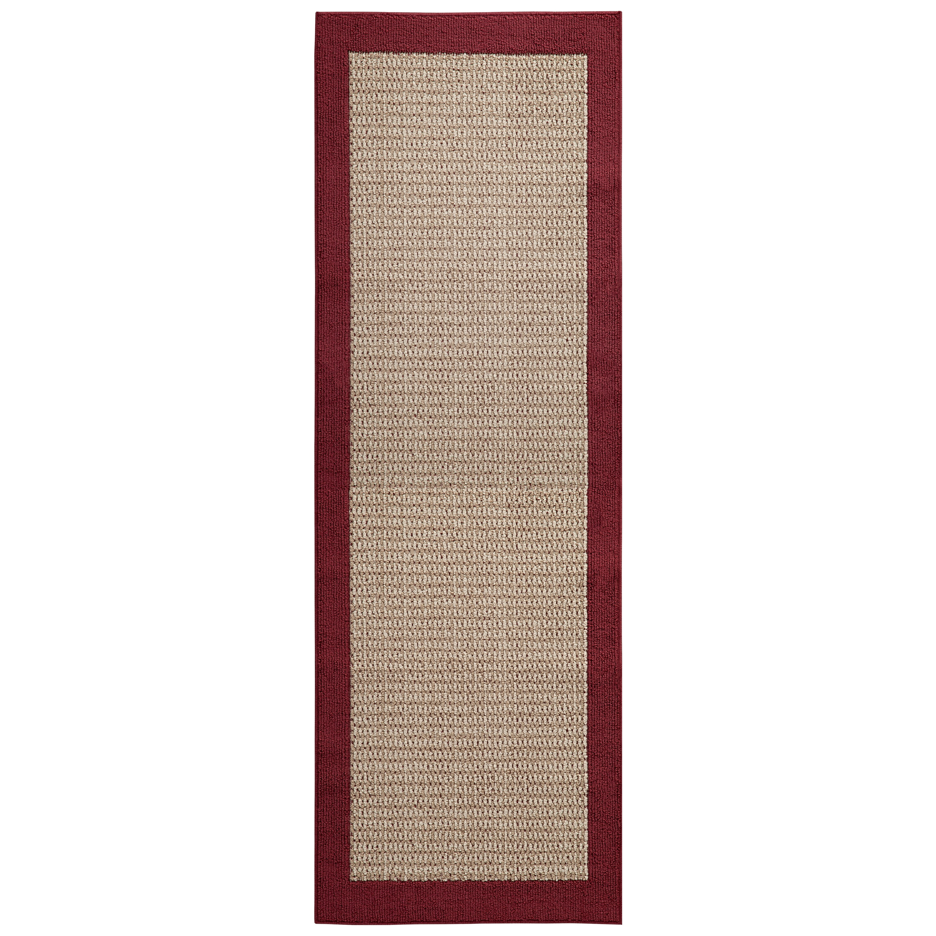 Mainstays Faux Sisal Border Runner Rug, Red, 2 ft 6 in x 8 ft