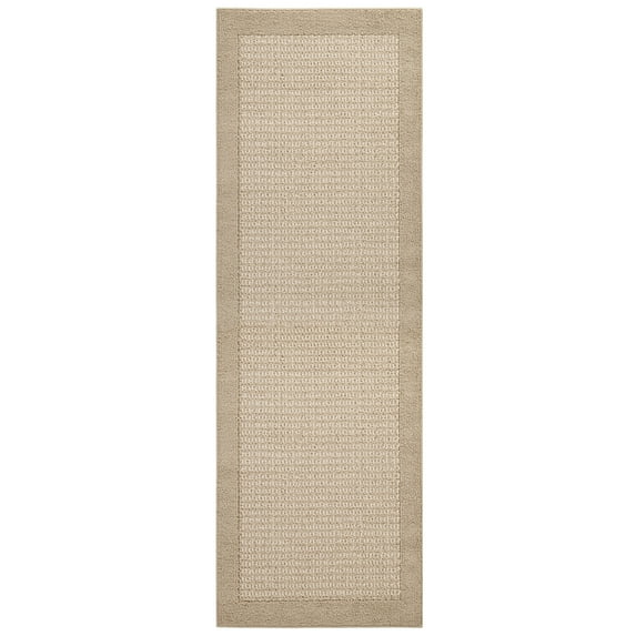 Mainstays Farmhouse Faux Sisal Border Runner Rug, Tan, 2'6" x 8'