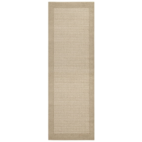 Mainstays Farmhouse Faux Sisal Border Runner Rug, Tan, 2'6" x 8'