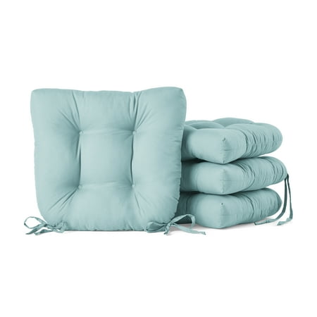 Mainstays Faux Suede 14.5" Chair Pad with Ties, 4 Pack, Teal