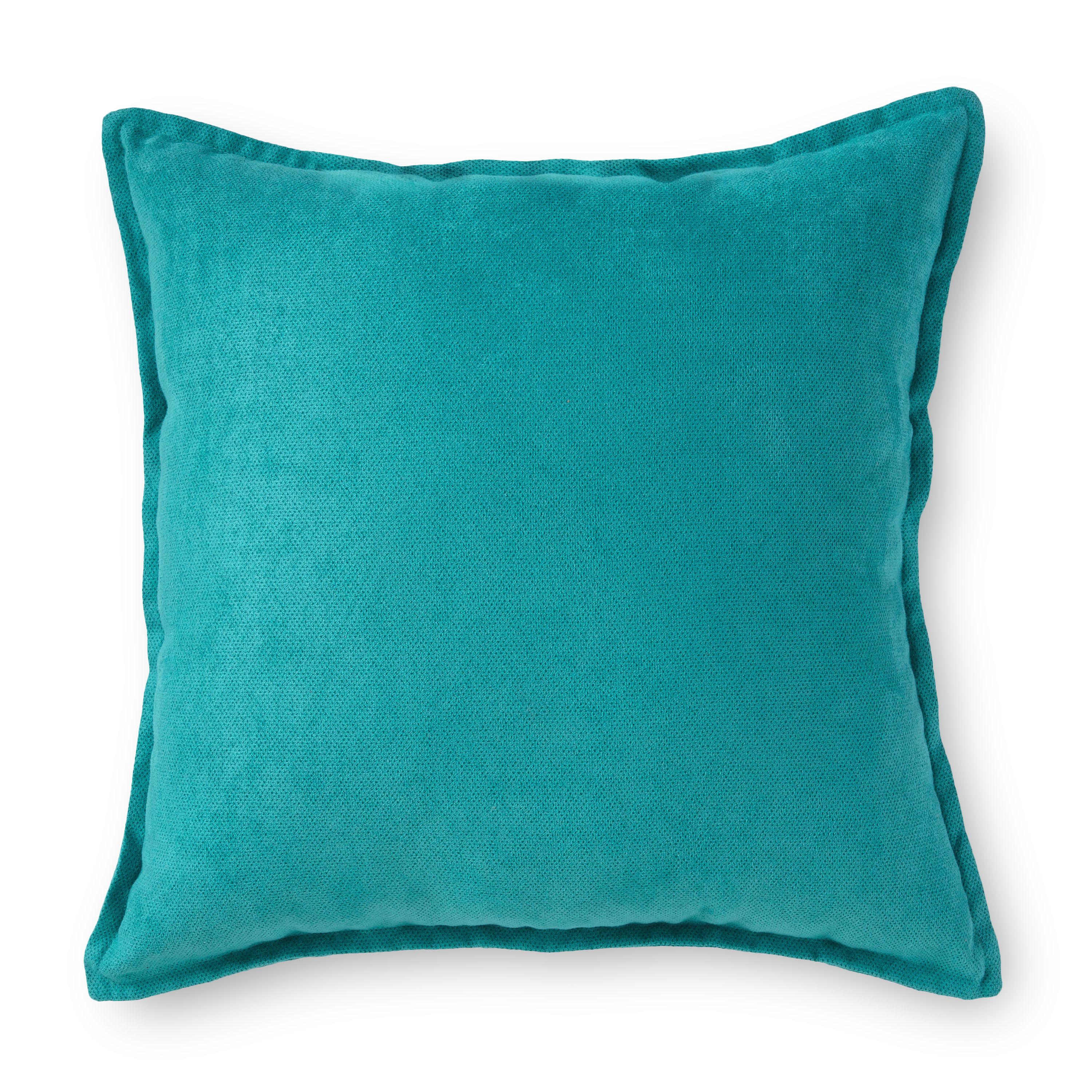 Mainstays Faux Suede Decorative Square Throw Pillow with Flange, 18" x 18", Peacock - image 1 of 4