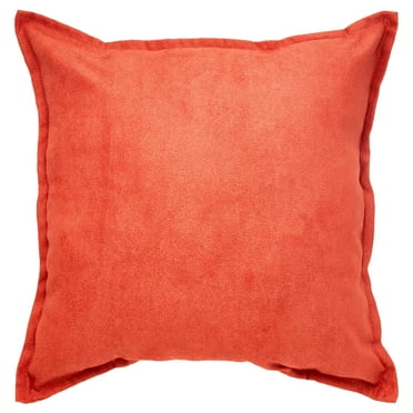 Mainstays Faux Suede Decorative Throw Pillow with Flange, 18" x 18", Baked Clay