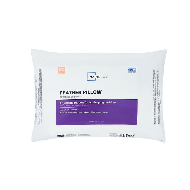 Mainstays Feather Bed Pillow, Standard Queen