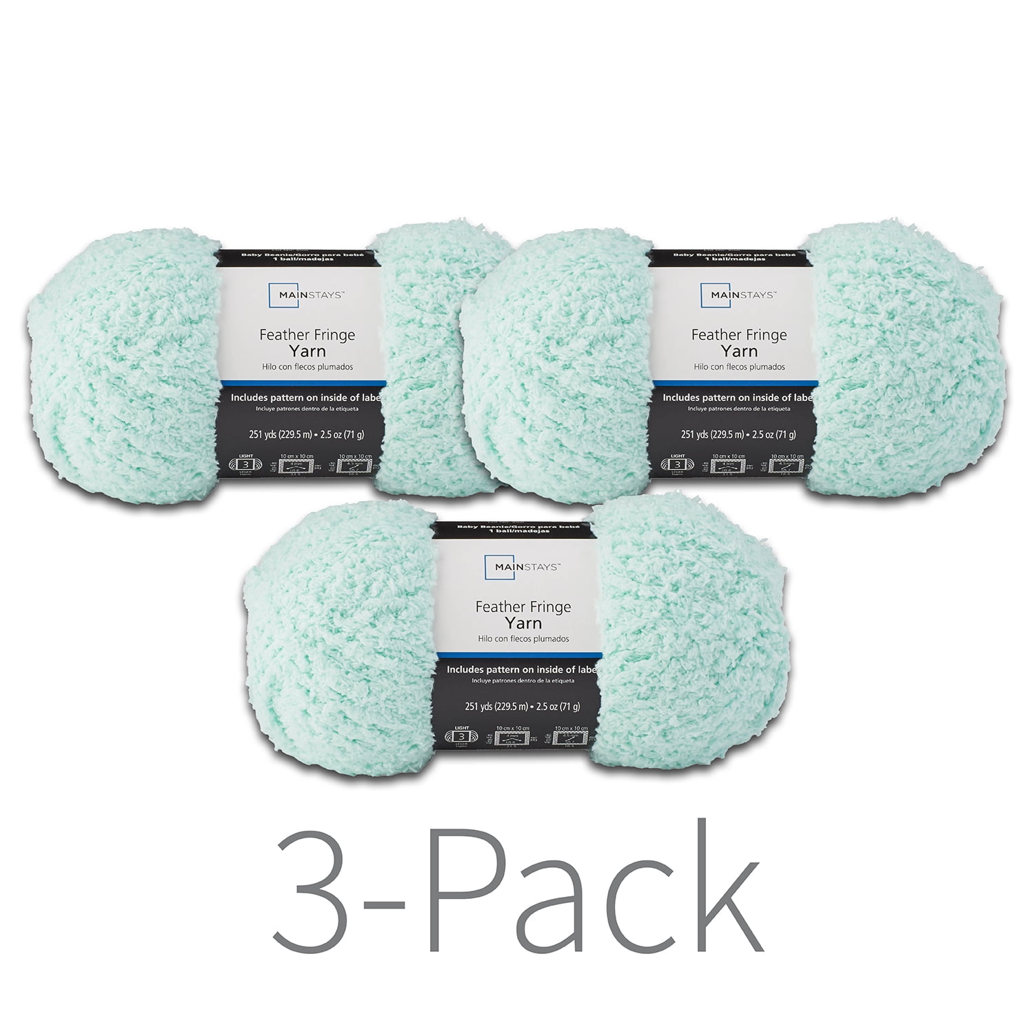 Mainstays Feather Fringe Yarn, Opaline Green, 251 yd, 100