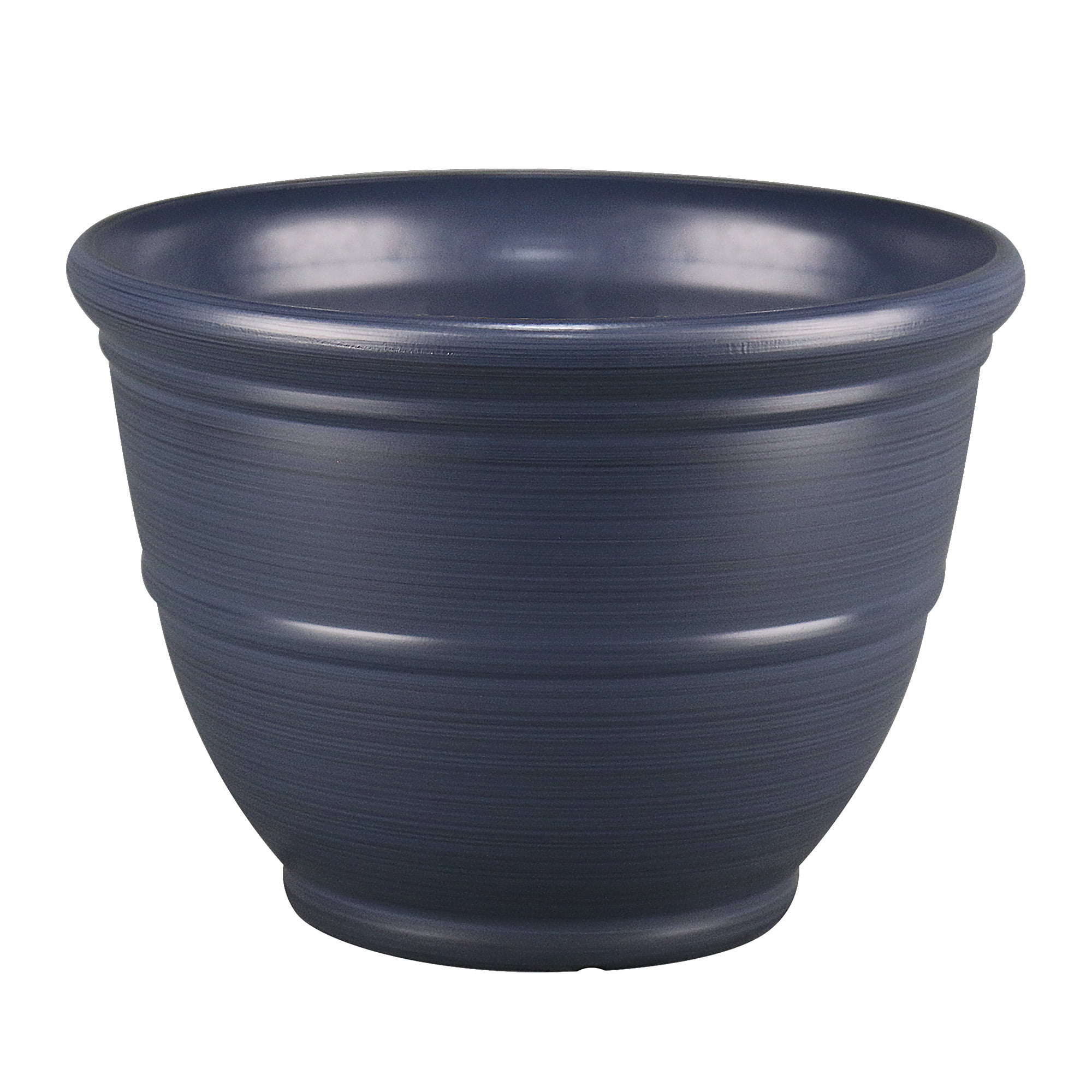 Mainstays Ferenza 14inch Round Planter Blue color, Recycled Resin