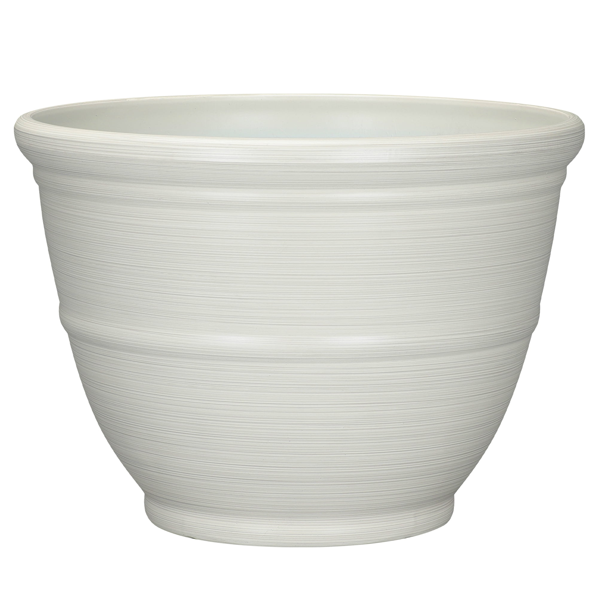 Mainstays Ferenza Round Recycled Resin Planter, White, 14 in x 14 in x 10 in