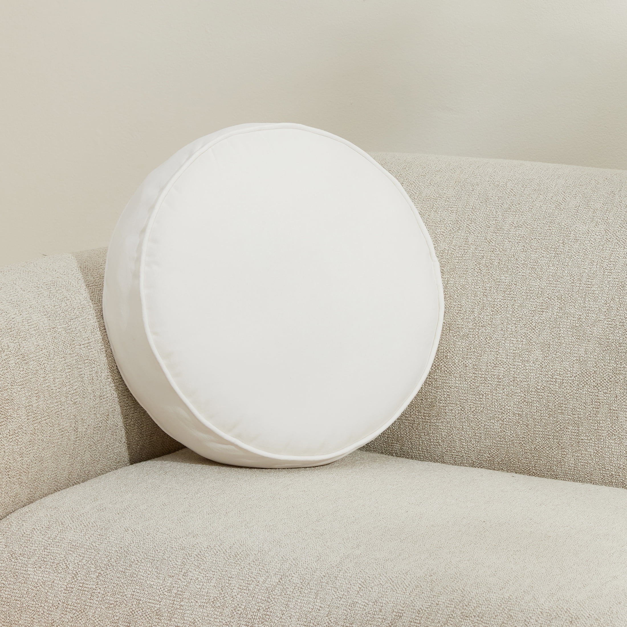 Mainstays Filmore Round Decorative Throw Pillow 16" x 16" Ivory, 1 Count, Adult & Teen