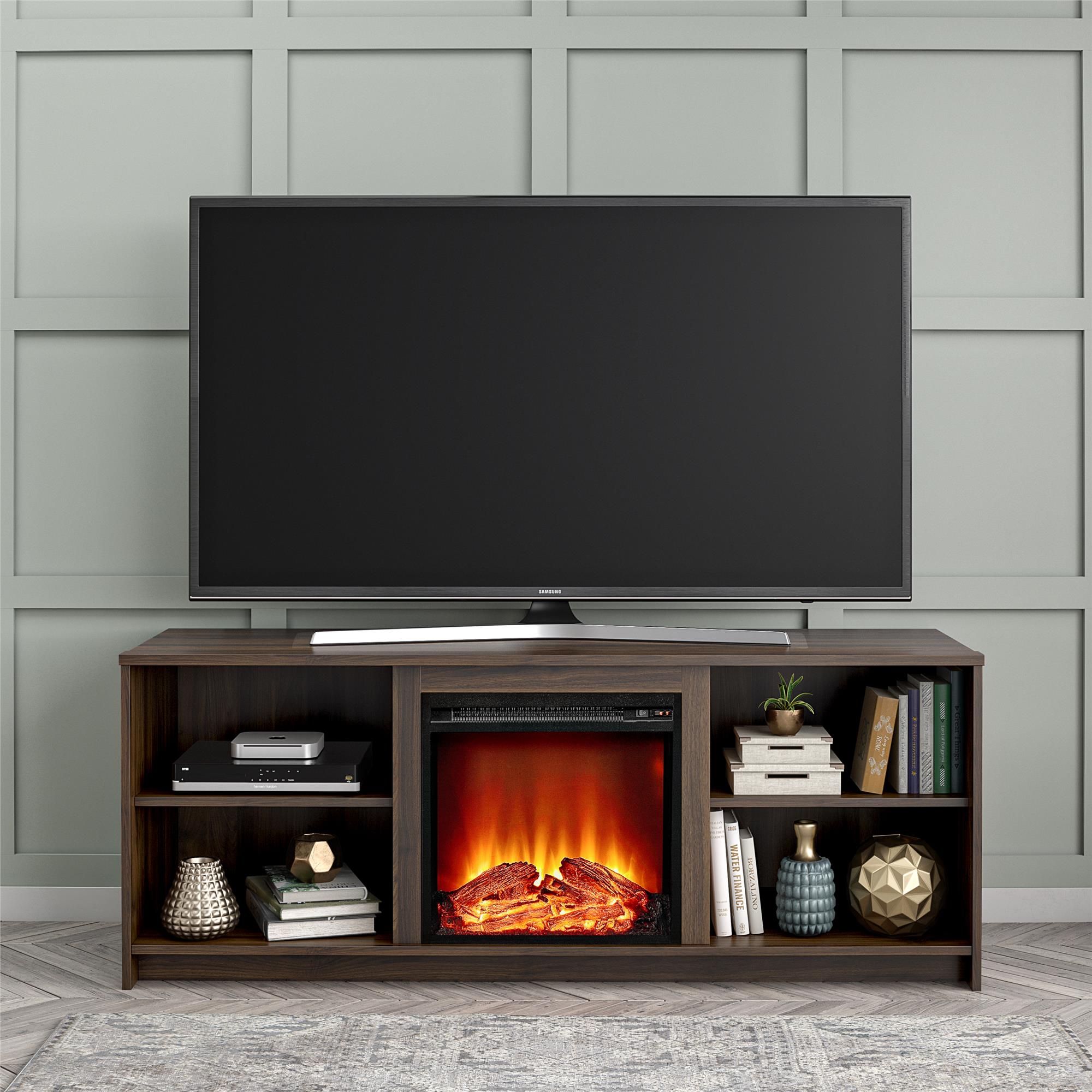 Mainstays Fireplace TV Stand for TVs up to 65", Walnut - image 1 of 11