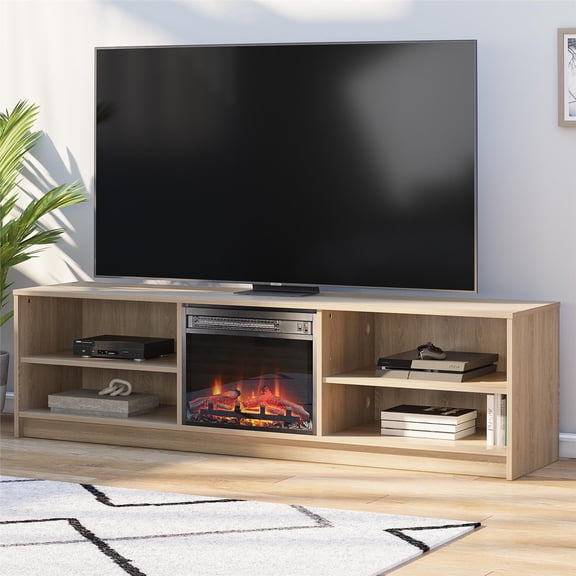 Mainstays Fireplace TV Stand, for TVs up to 75", Natural